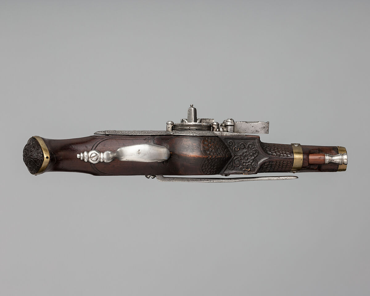 Wheellock Pistol, Wood (walnut), steel, Austrian