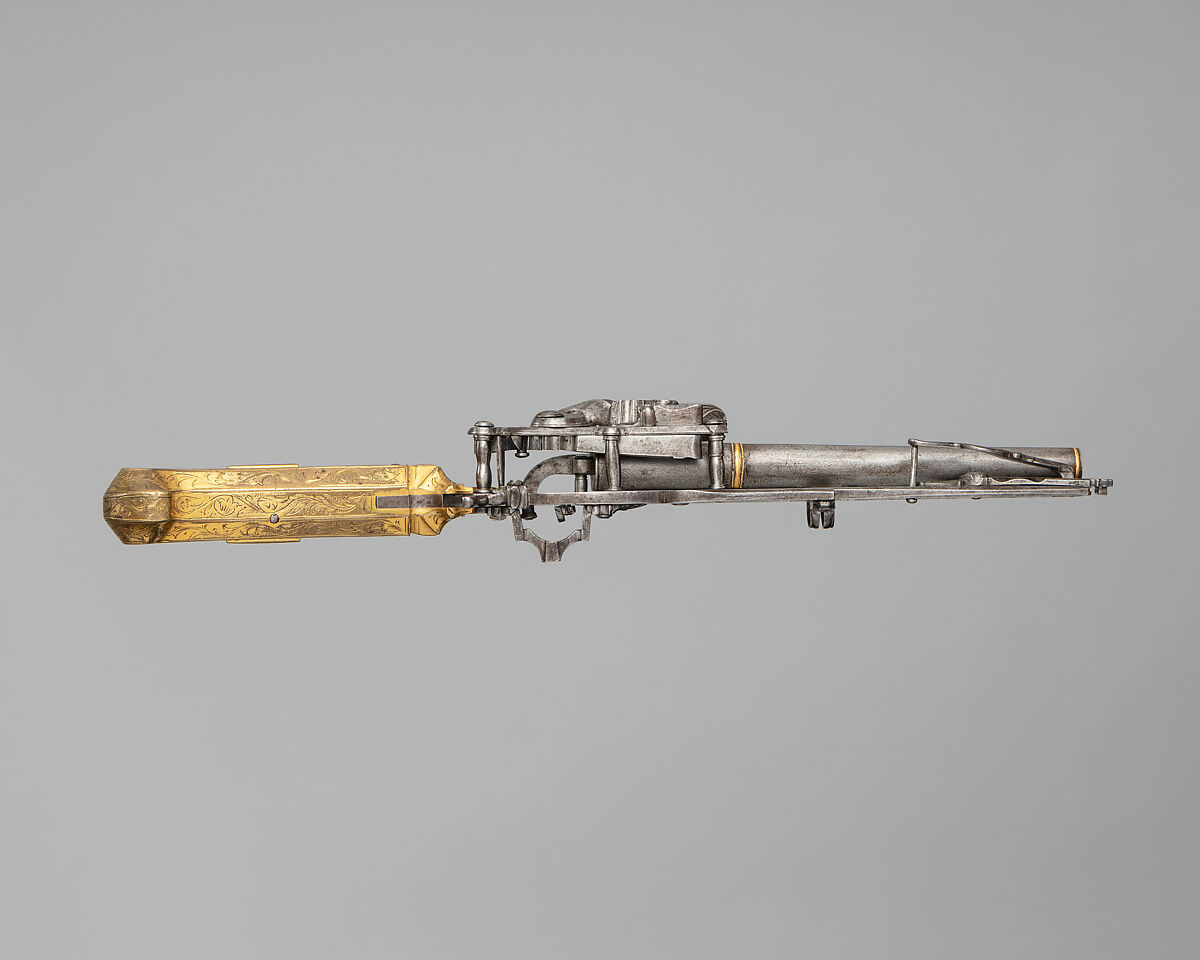 Combination Flintlock and Knife Carrier, Steel, gold, Turkish