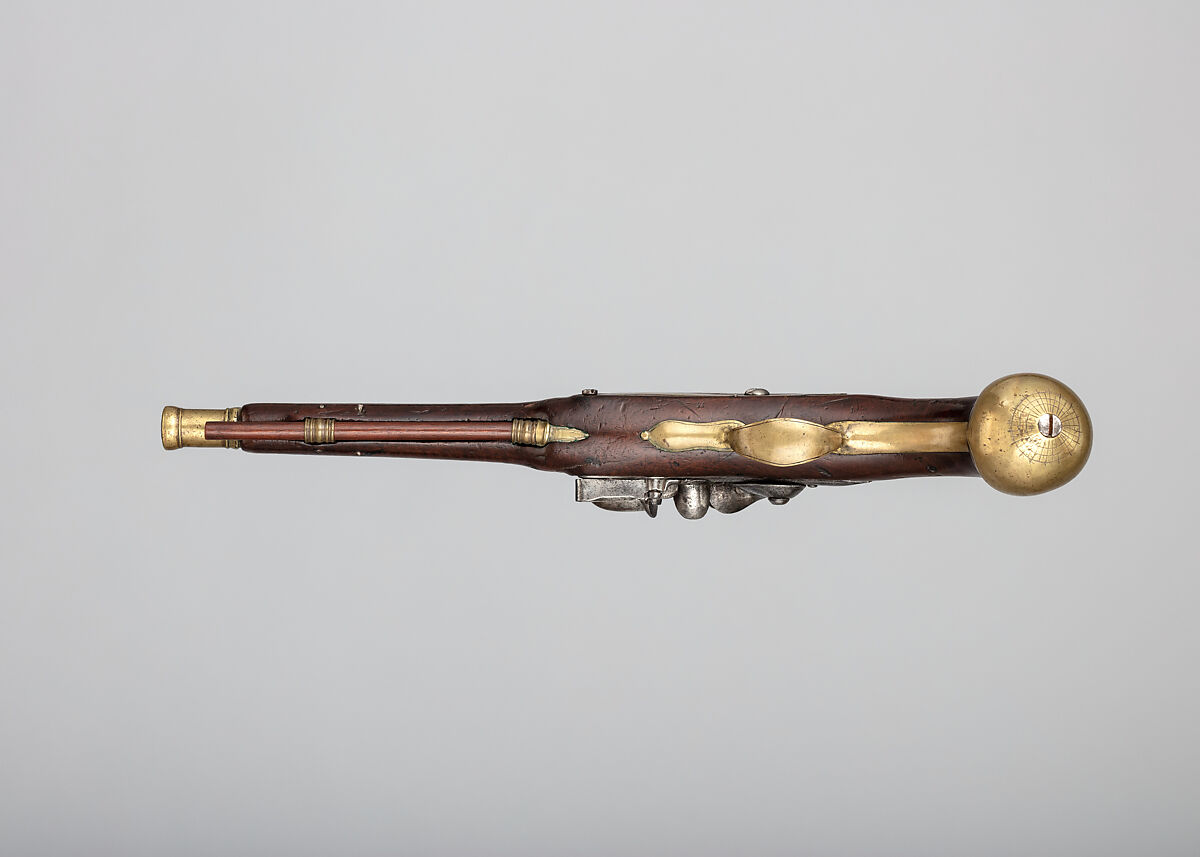 Flintlock Pistol, Lock probably by William Green (British, London, recorded 1718)  , or by William Green, British, London, recorded 1723, Steel, wood (walnut), brass, bronze, iron (?), British and Scottish