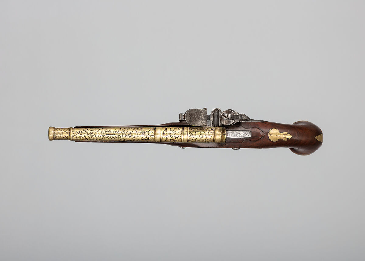 Flintlock Pistol, Lock probably by William Green (British, London, recorded 1718)  , or by William Green, British, London, recorded 1723, Steel, wood (walnut), brass, bronze, iron (?), British and Scottish