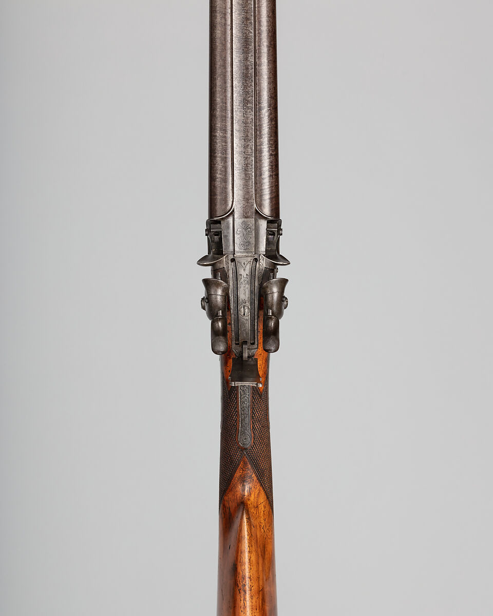 Side-by-Side Self-Priming Pellet-Lock Shotgun, Joseph Egg (British (born France), Huningue 1775–1837 London), Steel, wood (walnut, rosewood), brass, British, London