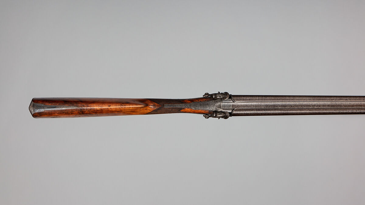Side-by-Side Self-Priming Pellet-Lock Shotgun, Joseph Egg (British (born France), Huningue 1775–1837 London), Steel, wood (walnut, rosewood), brass, British, London