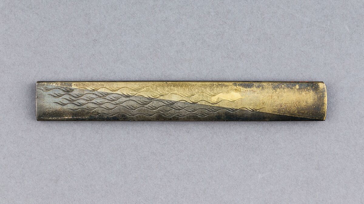 Knife Handle (Kozuka), Silver, copper-gold alloy (shakudō), gold, Japanese