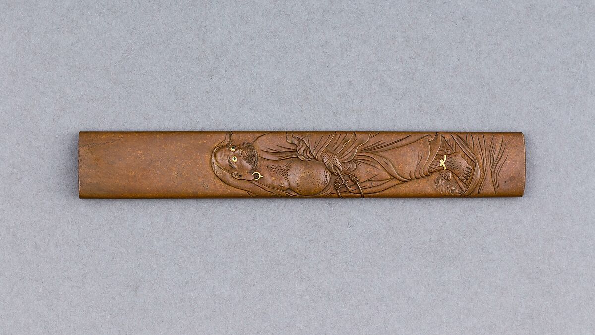 Knife Handle (Kozuka), Copper, gold, Japanese 