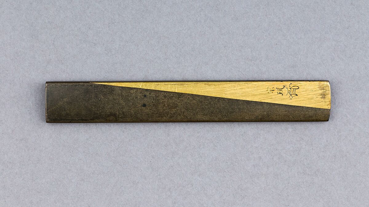 Knife Handle (Kozuka), Copper-silver alloy (shibuichi), gold, Japanese