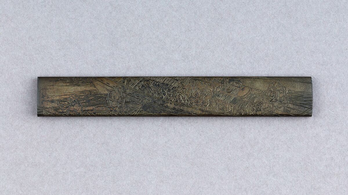 Knife Handle (Kozuka), Copper-silver alloy (shibuichi), Japanese 