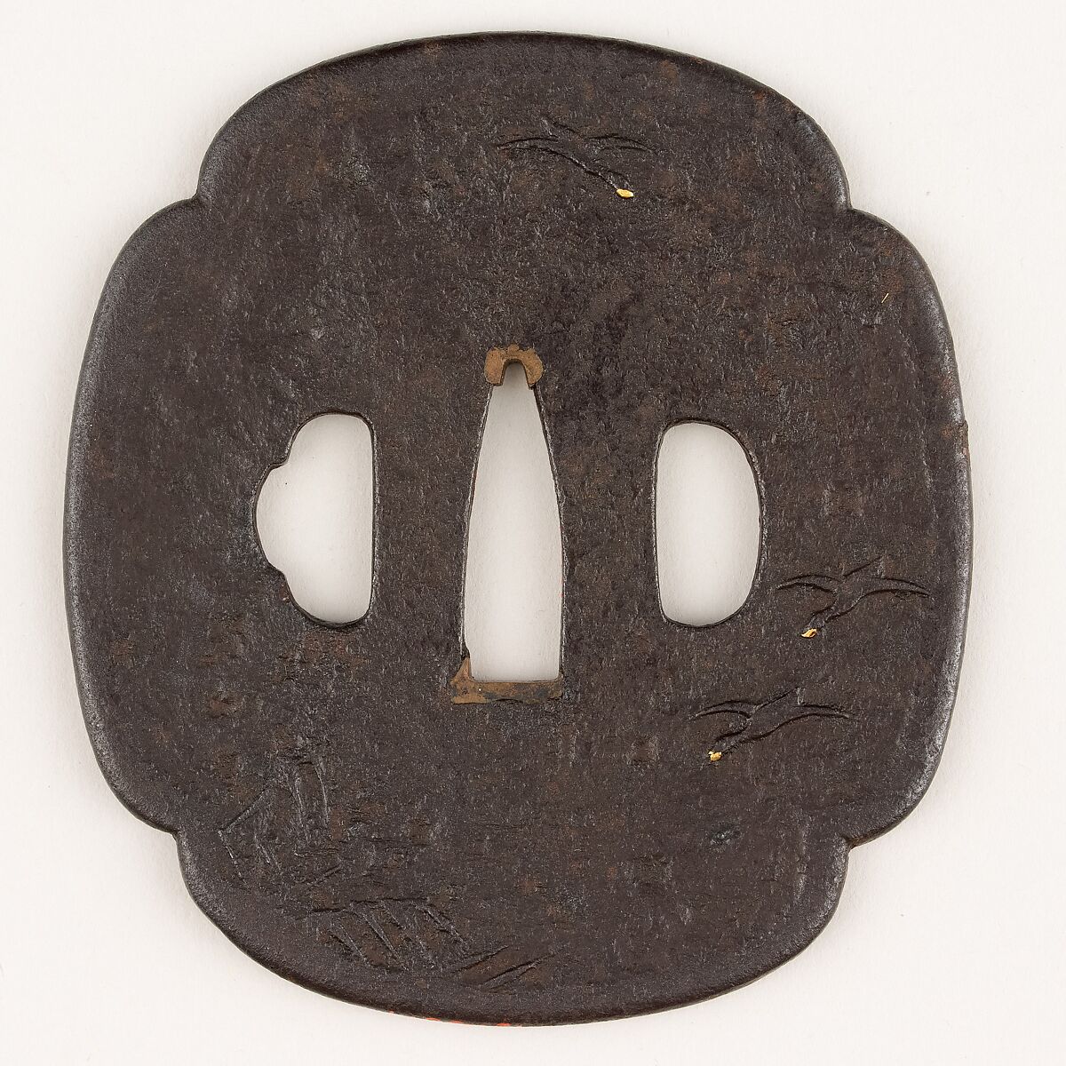 Sword Guard (Tsuba), Iron, gold, Japanese