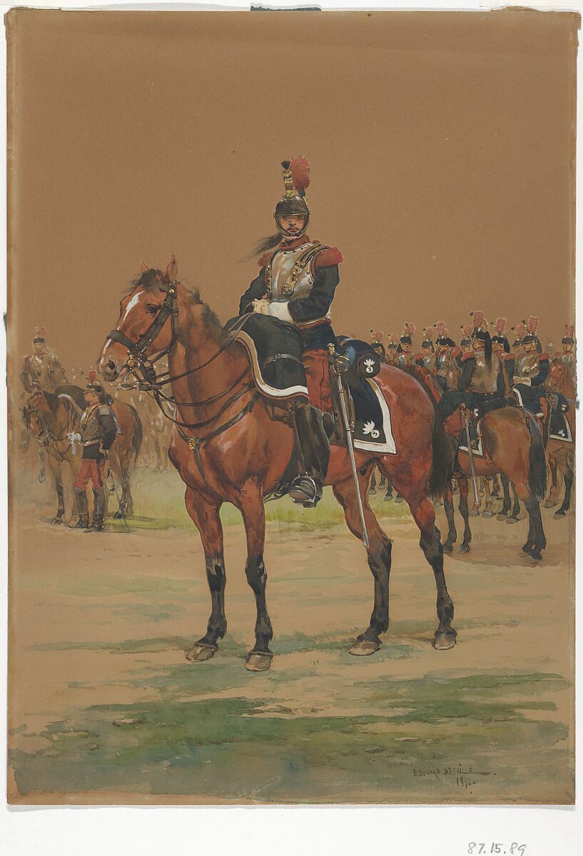 French Cuirassier, Edouard Detaille (French, Paris 1848–1912 Paris), Watercolor 