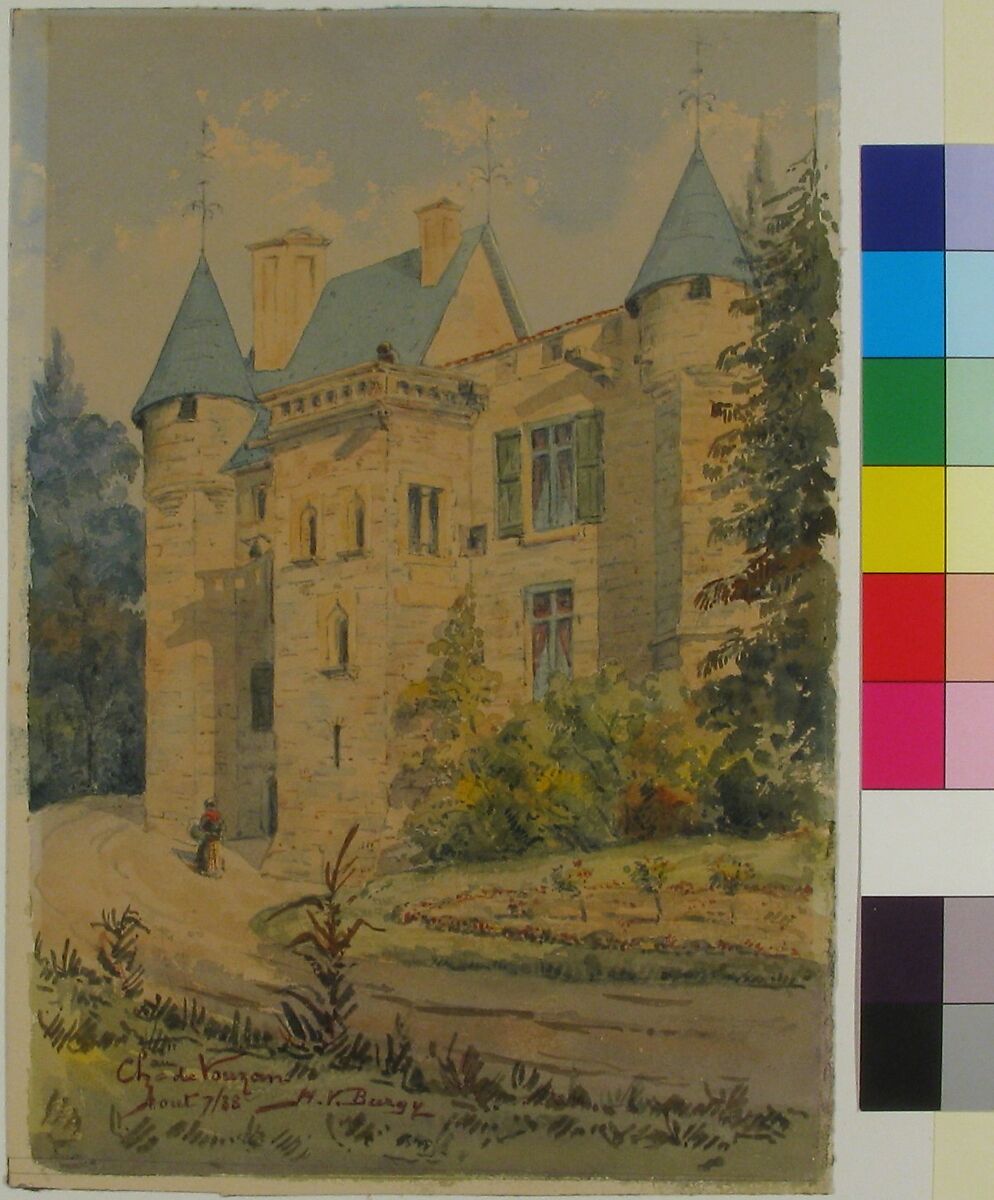 Château de Vouzan, Henry Victor Burgy (French, died 1901), Watercolor