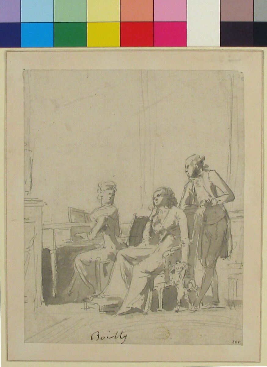 Conversation Piece, Louis Léopold Boilly (French, La Bassée 1761–1845 Paris), Pen and gray ink, brush and gray wash
