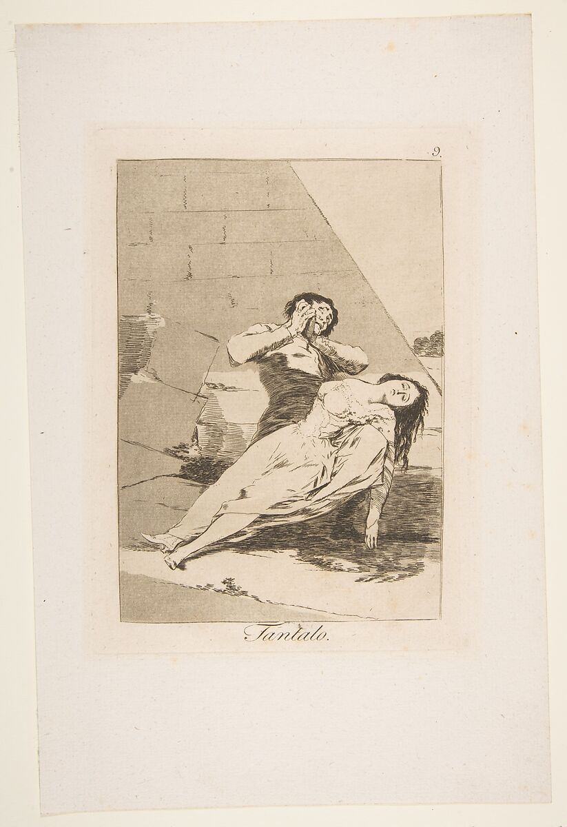 Plate 9 from "Los Caprichos": Tantalus (Tantalo), Goya (Francisco de Goya y Lucientes) (Spanish, Fuendetodos 1746–1828 Bordeaux), Etching, burnished aquatint 