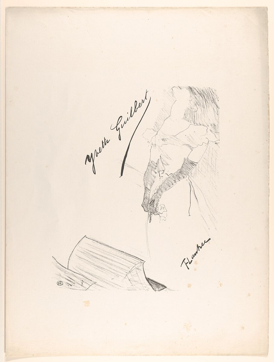 Frontispiece - Yvette Guilbert before the Prompter's Box, Henri de Toulouse-Lautrec (French, Albi 1864–1901 Saint-André-du-Bois), Lithograph on laid paper 