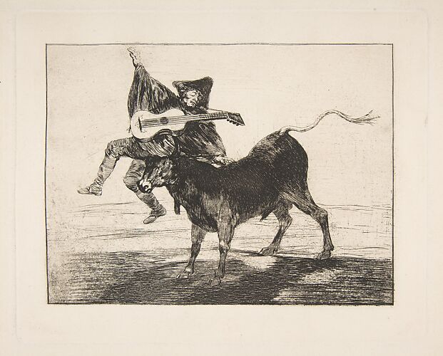 'Barbarous Entertainment', a blind guitarist on the horns of a bull