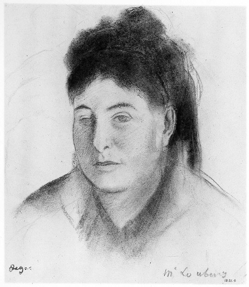 Madame Loubens, Edgar Degas (French, Paris 1834–1917 Paris), Charcoal and pastel with red, black, and white chalk over graphite on beige wove paper
