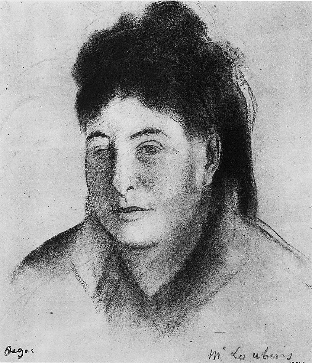 Madame Loubens, Edgar Degas (French, Paris 1834–1917 Paris), Charcoal and pastel with red, black, and white chalk over graphite on beige wove paper