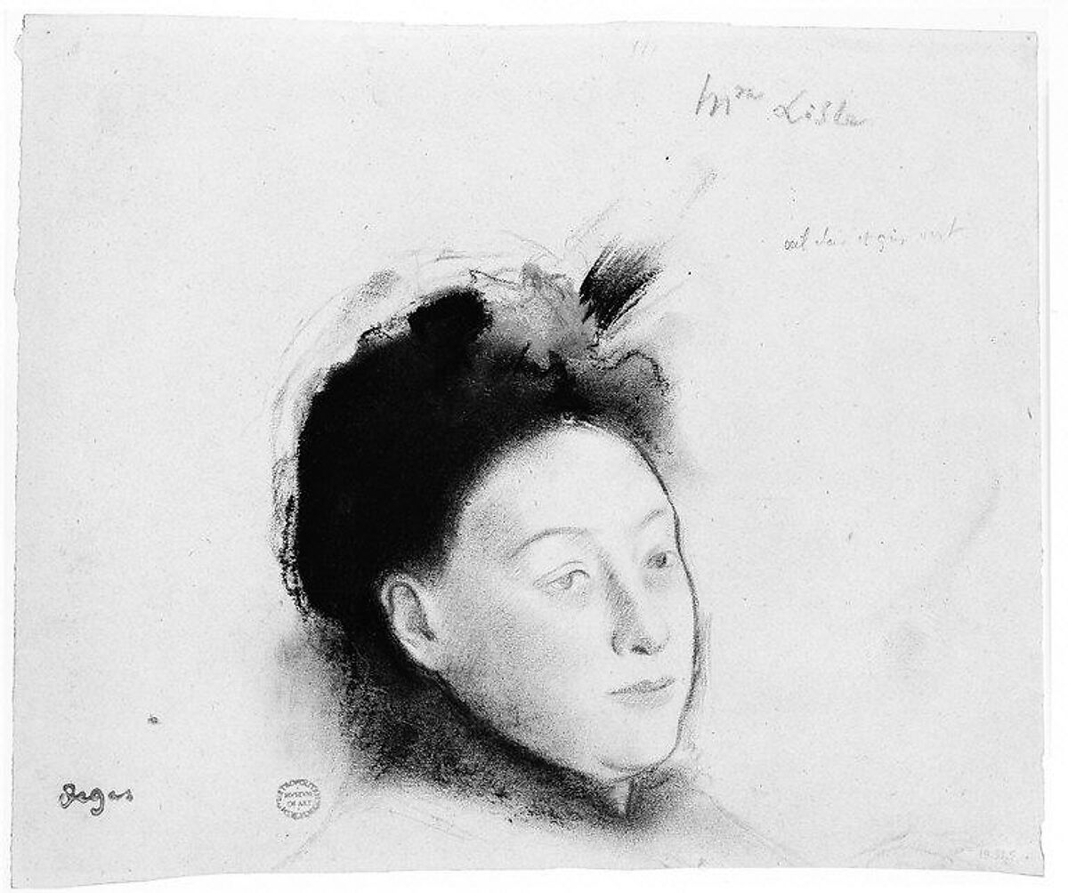 Madame Lisle, Edgar Degas (French, Paris 1834–1917 Paris), Charcoal and pastel with red, black, and white chalk on beige wove paper