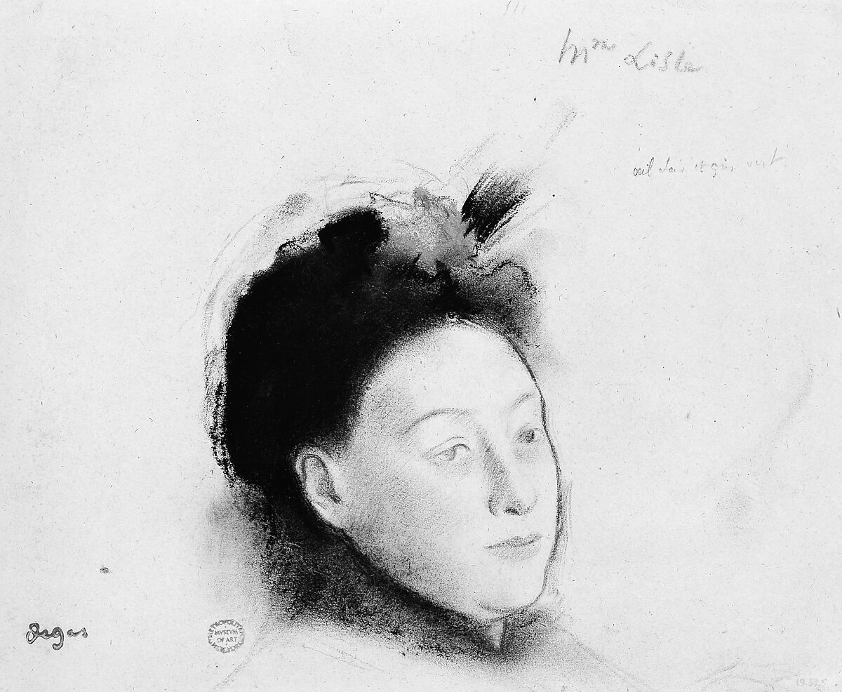 Madame Lisle, Edgar Degas (French, Paris 1834–1917 Paris), Charcoal and pastel with red, black, and white chalk on beige wove paper