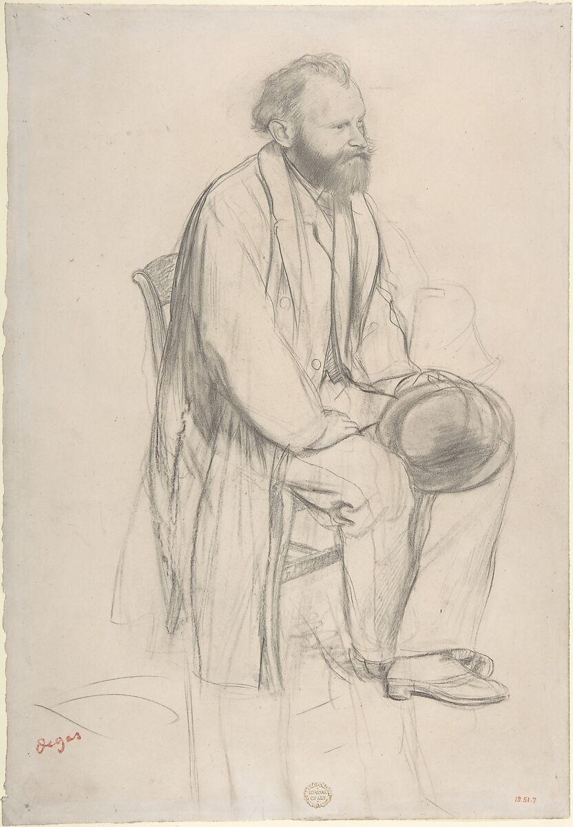 Édouard Manet, Seated, Holding His Hat, Edgar Degas  French, Graphite and black chalk