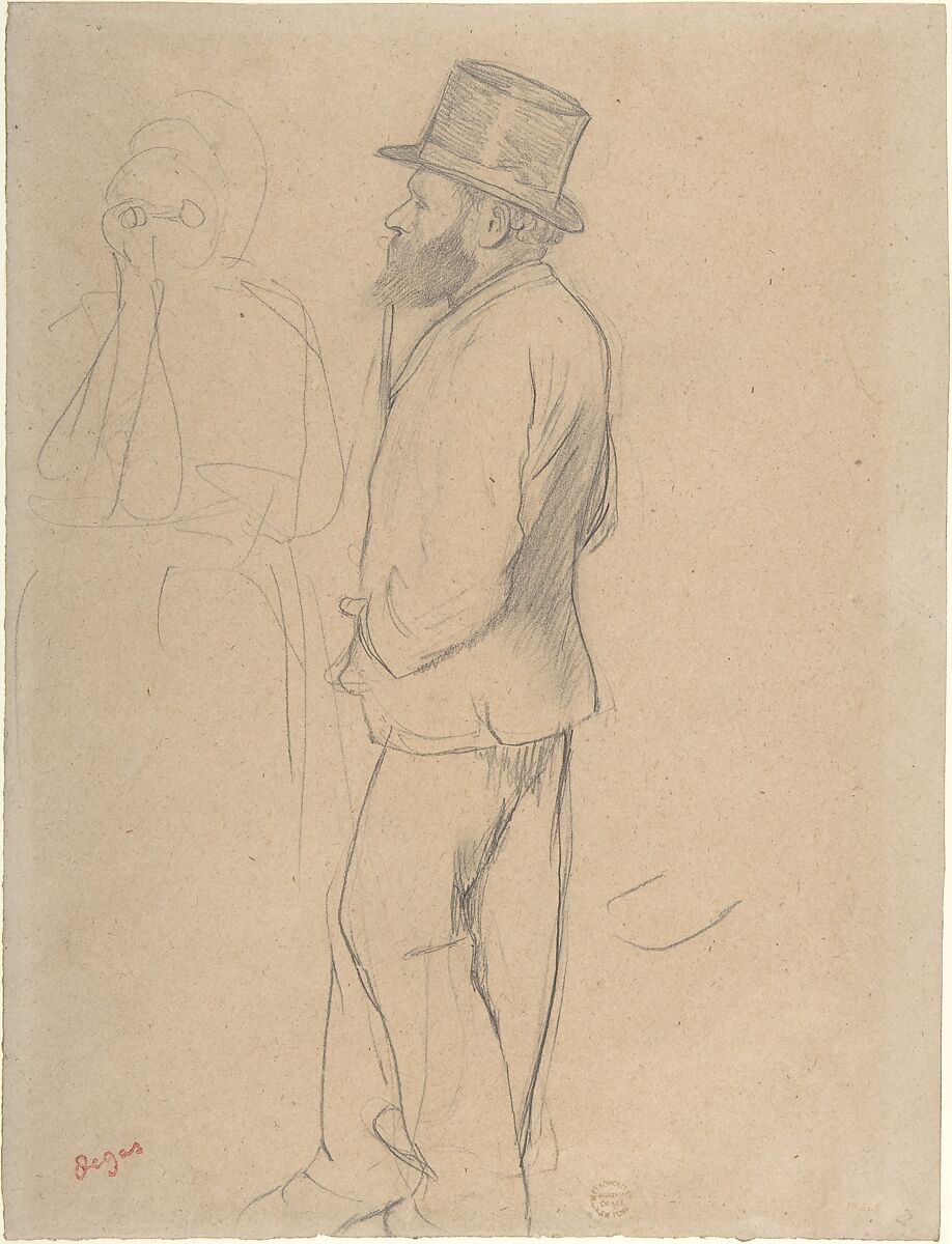 Édouard Manet at the Races, Edgar Degas  French, Graphite and black chalk