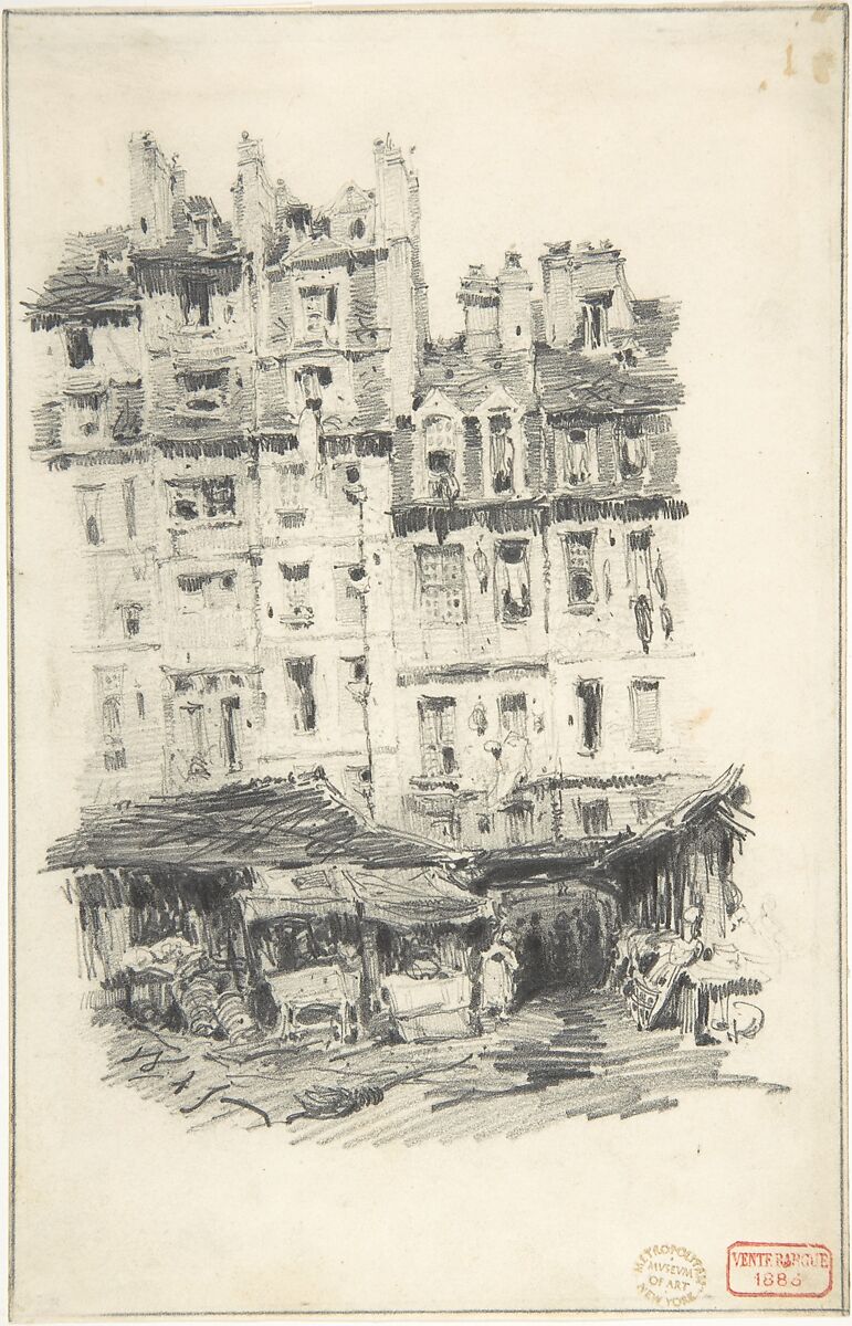 Houses, Charles Bargue (French, Paris 1825/26–1883 Paris), Graphite 