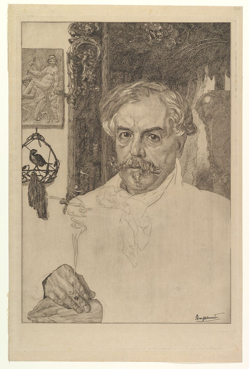 Portrait of Edmond de Goncourt, Félix Bracquemond (French, Paris 1833–1914 Sèvres), Etching, drypoint; first state of eight 