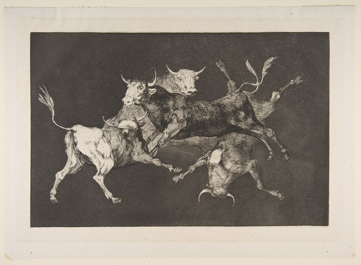 'Little Bulls' Folly' from the 'Disparates' (Follies / Irrationalities, Plate D), Goya (Francisco de Goya y Lucientes) (Spanish, Fuendetodos 1746–1828 Bordeaux), Etching, aquatint, drypoint on Japan paper 