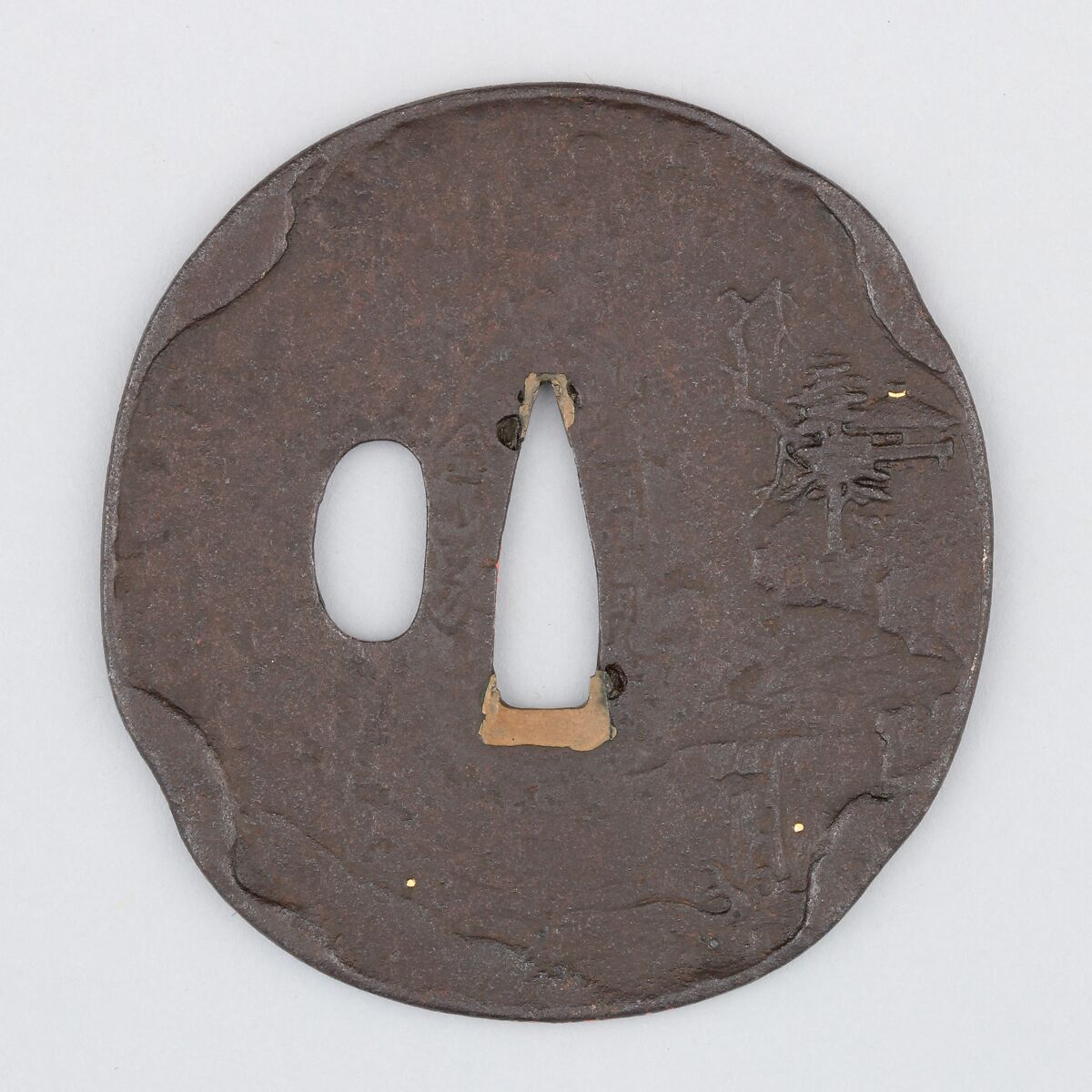 Sword Guard (Tsuba), Iron, gold, copper, Japanese 