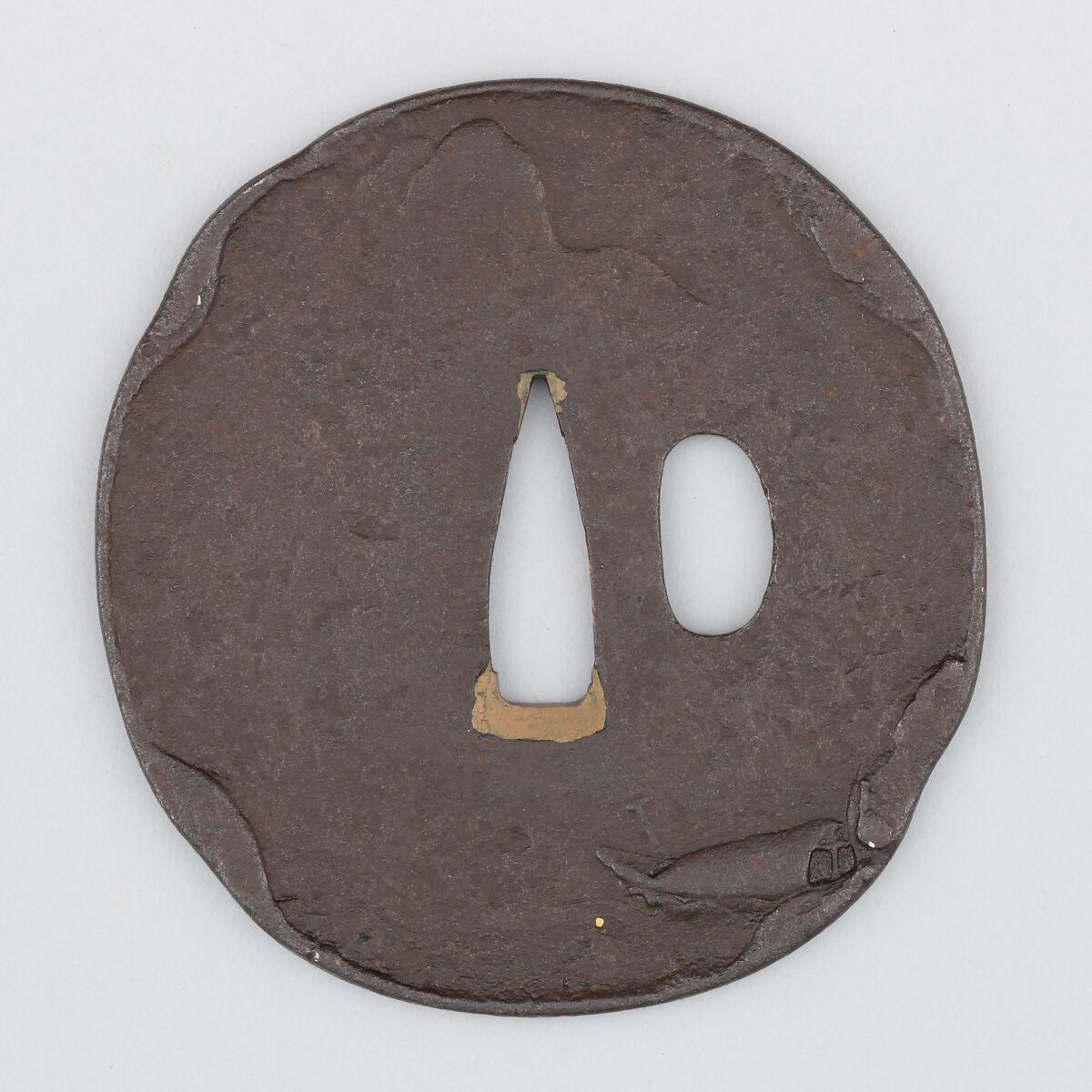 Sword Guard (Tsuba), Iron, gold, copper, Japanese