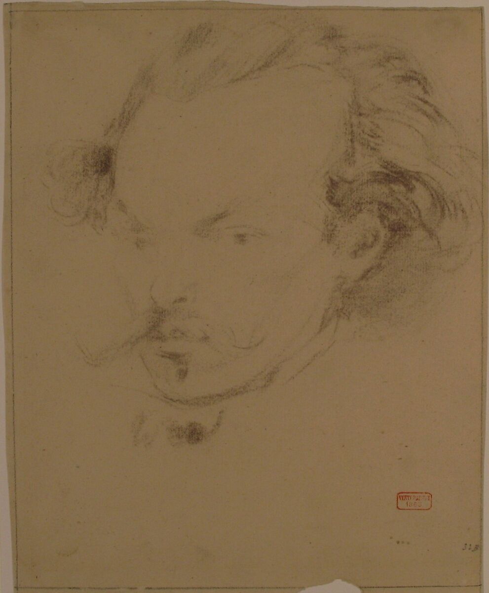 Portrait of the Artist (?), Charles Bargue (French, Paris 1825/26–1883 Paris), Dark brown chalk