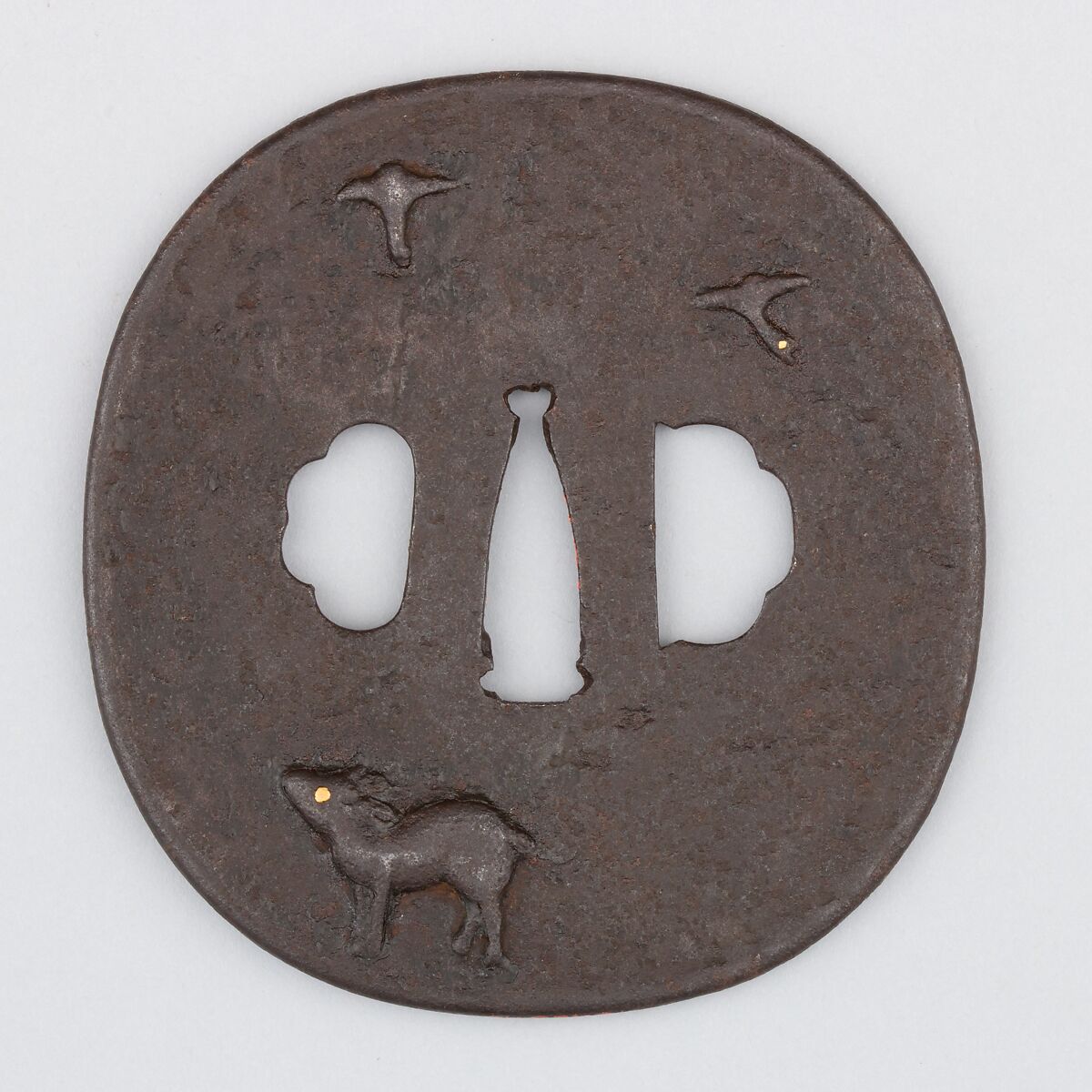 Sword Guard (Tsuba), Iron, gold, silver, copper, Japanese