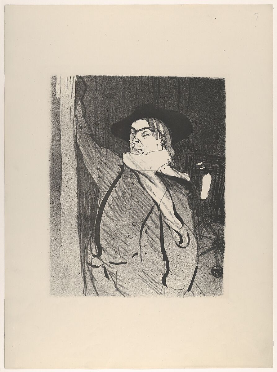 Aristide Bruant (from Le Café Concert), Henri de Toulouse-Lautrec (French, Albi 1864–1901 Saint-André-du-Bois), Brush, crayon, and spatter lithograph printed in black on wove paper; only state 
