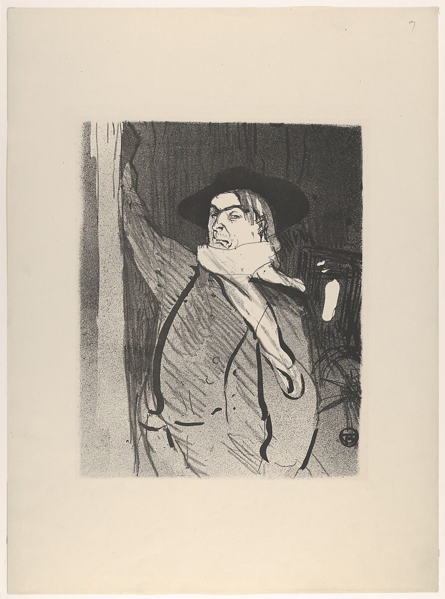 Aristide Bruant (from Le Café Concert), Henri de Toulouse-Lautrec  French, Brush, crayon, and spatter lithograph printed in black on wove paper; only state