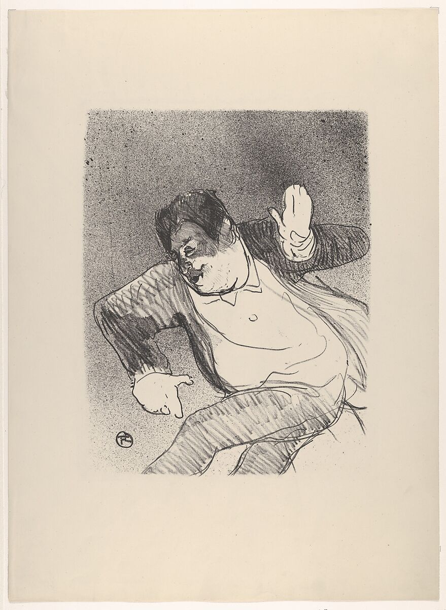 Caudieux at the Petit Casino (from Le Café Concert), Henri de Toulouse-Lautrec (French, Albi 1864–1901 Saint-André-du-Bois), Crayon and spatter lithograph with scraper printed in black on wove paper; only state 