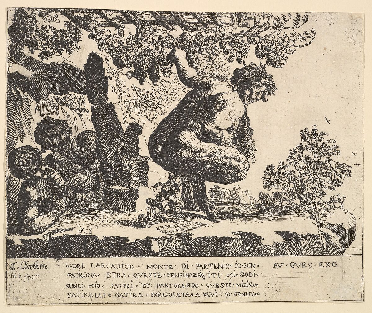 Birth of the Satyrs, Pierre Brebiette (French, Mantes-sur-Seine ca. 1598–1642 Paris), Etching 