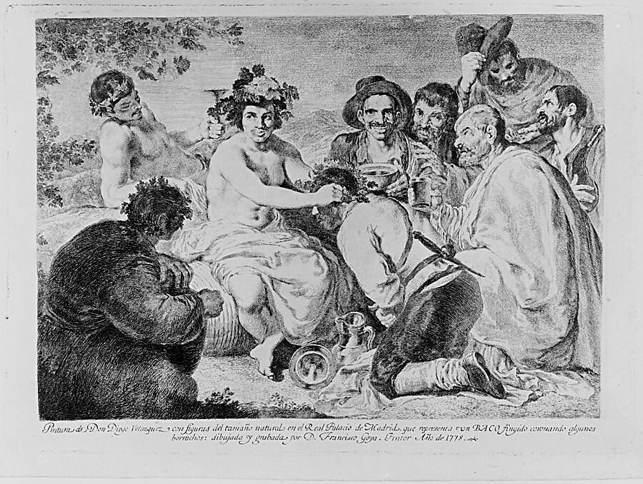 A False Bacchus Crowning Drunkards, Goya (Francisco de Goya y Lucientes) (Spanish, Fuendetodos 1746–1828 Bordeaux), Etching