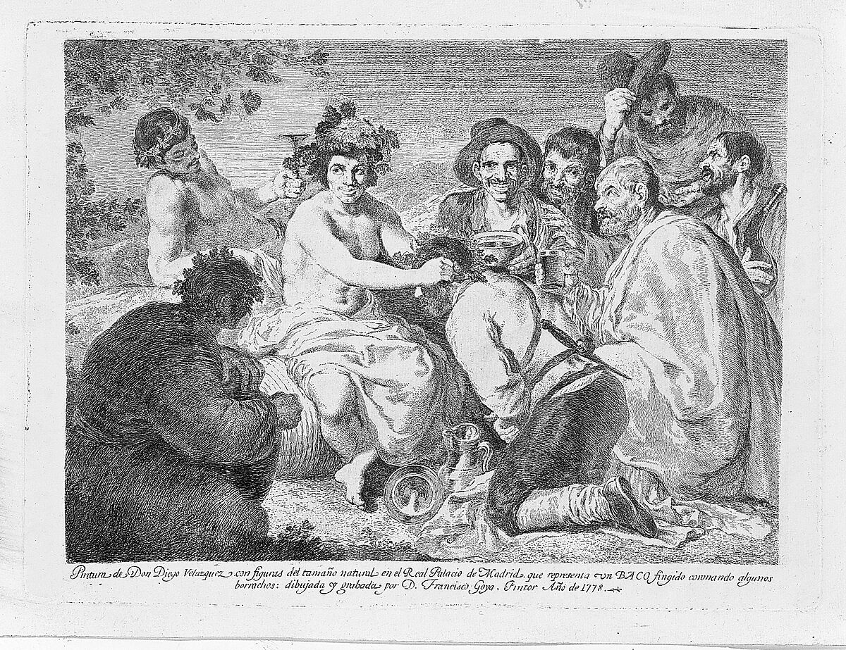 A False Bacchus Crowning Drunkards, Goya (Francisco de Goya y Lucientes) (Spanish, Fuendetodos 1746–1828 Bordeaux), Etching