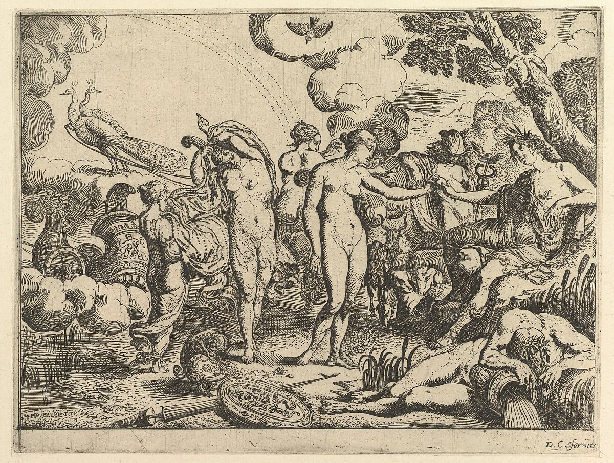 Judgment of Paris, Pierre Brebiette (French, Mantes-sur-Seine ca. 1598–1642 Paris), Etching 