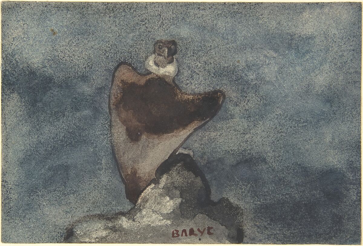 Vulture, Antoine-Louis Barye (French, Paris 1795–1875 Paris), Watercolor on laid paper 