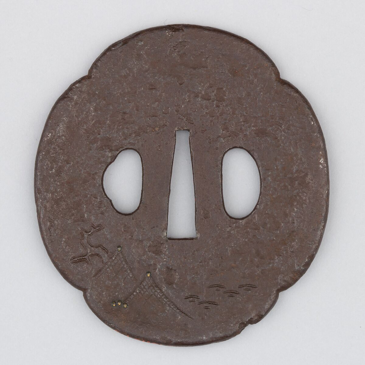 Sword Guard (Tsuba), Iron, silver, Japanese