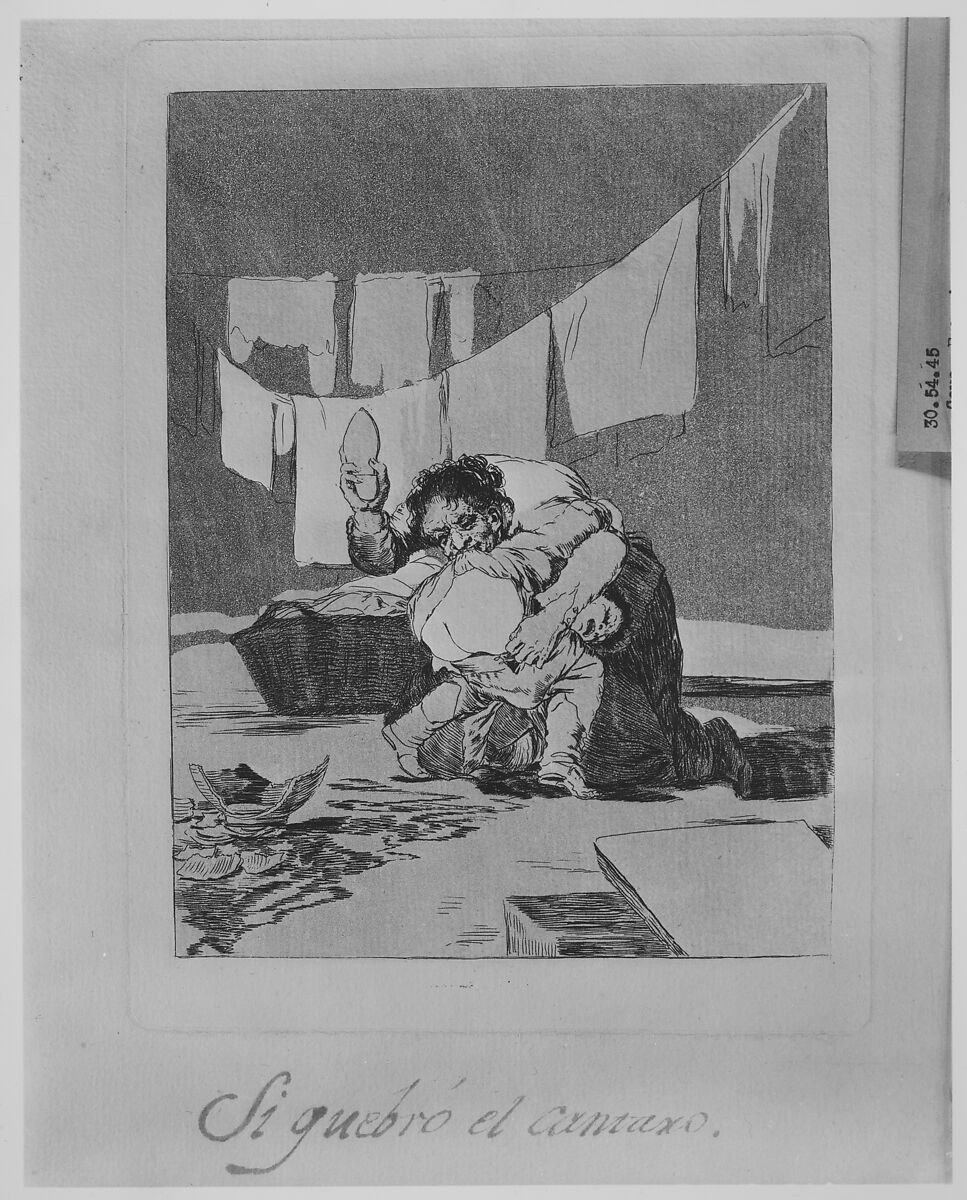 Plate 25: If he broke the pot (Si quebró el cantaro), from "Los Caprichos", Goya (Francisco de Goya y Lucientes) (Spanish, Fuendetodos 1746–1828 Bordeaux), Etching, aquatint, before drypoint
