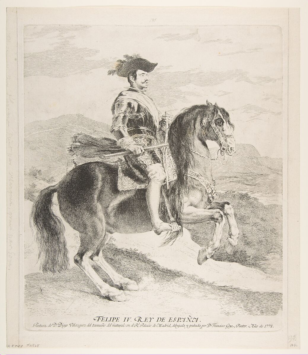 Philip IV on horseback, after Velázquez, Goya (Francisco de Goya y Lucientes) (Spanish, Fuendetodos 1746–1828 Bordeaux), Etching 