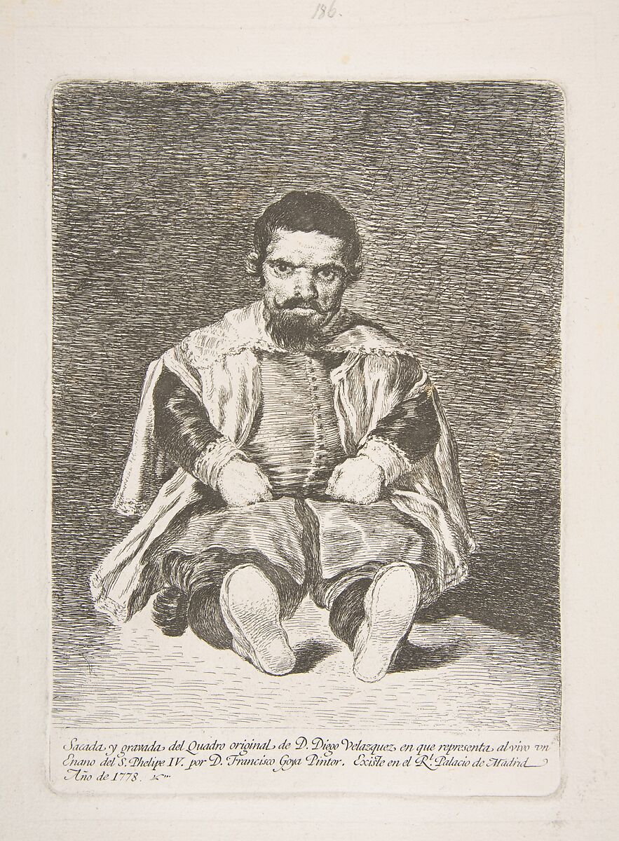 Portrait of the court dwarf known as el Primo, after Velázquez, Goya (Francisco de Goya y Lucientes) (Spanish, Fuendetodos 1746–1828 Bordeaux), Etching 