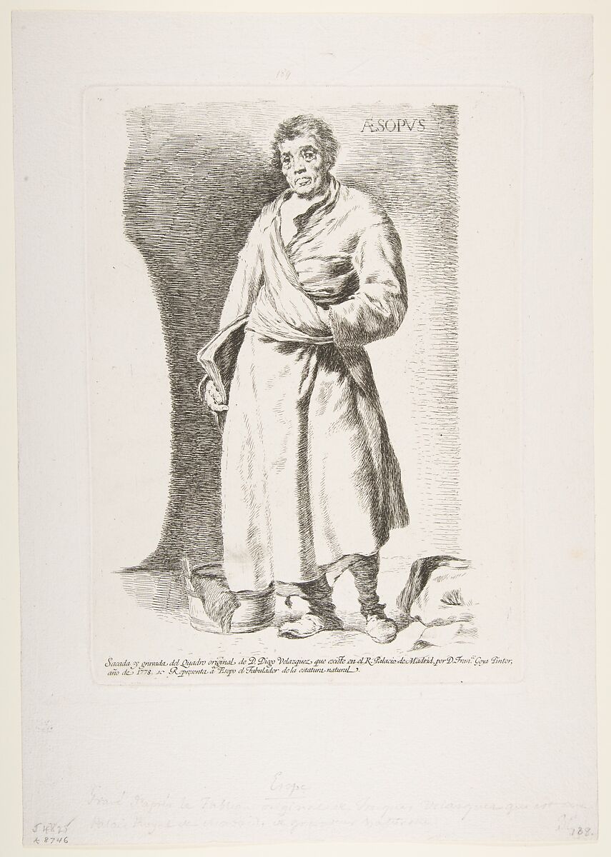 Aesop, after Velázquez, Goya (Francisco de Goya y Lucientes) (Spanish, Fuendetodos 1746–1828 Bordeaux), Etching