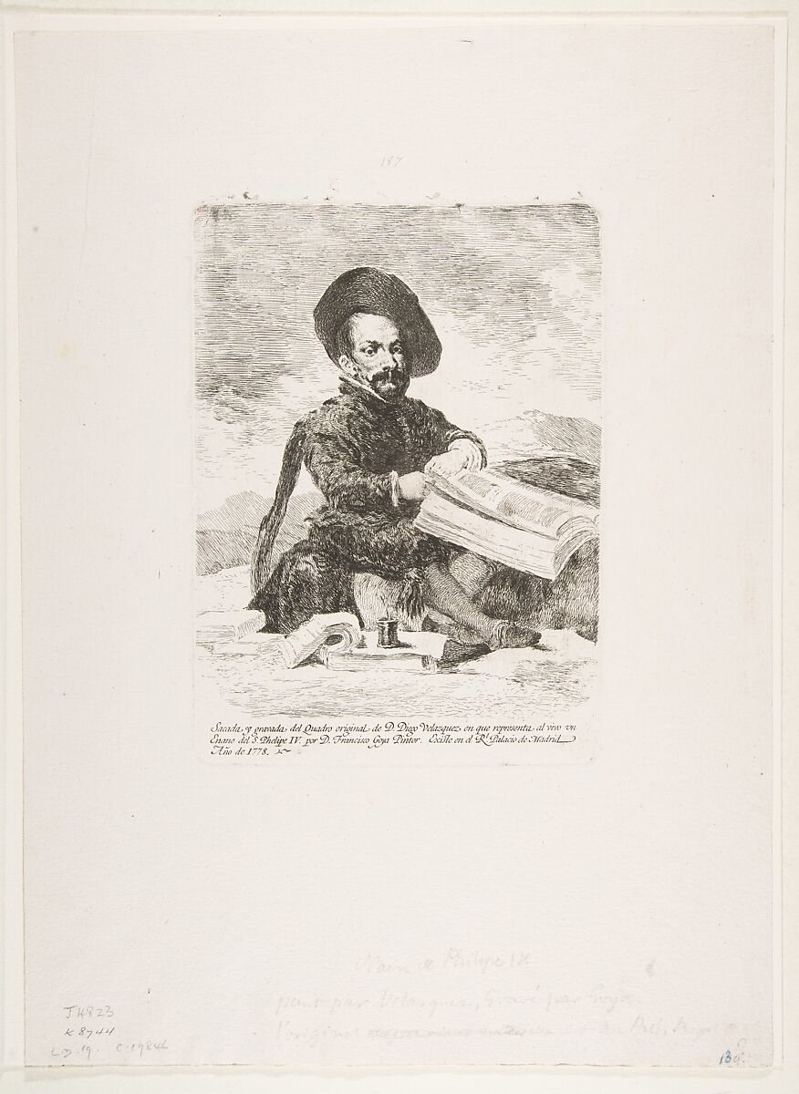 Portrait of the court dwarf El Primo, after Velázquez, Goya (Francisco de Goya y Lucientes) (Spanish, Fuendetodos 1746–1828 Bordeaux), Etching