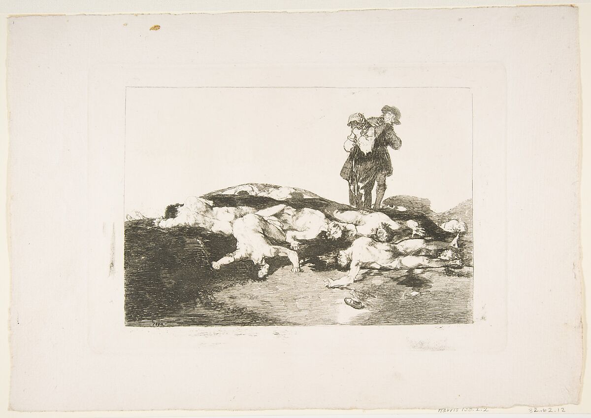 Plate18 from "The Disasters of War" (Los Desastres de la Guerra): 'Bury them and keep quiet' (Enterrar y callar), Goya (Francisco de Goya y Lucientes) (Spanish, Fuendetodos 1746–1828 Bordeaux), Etching, drypoint, burin (working proof) 