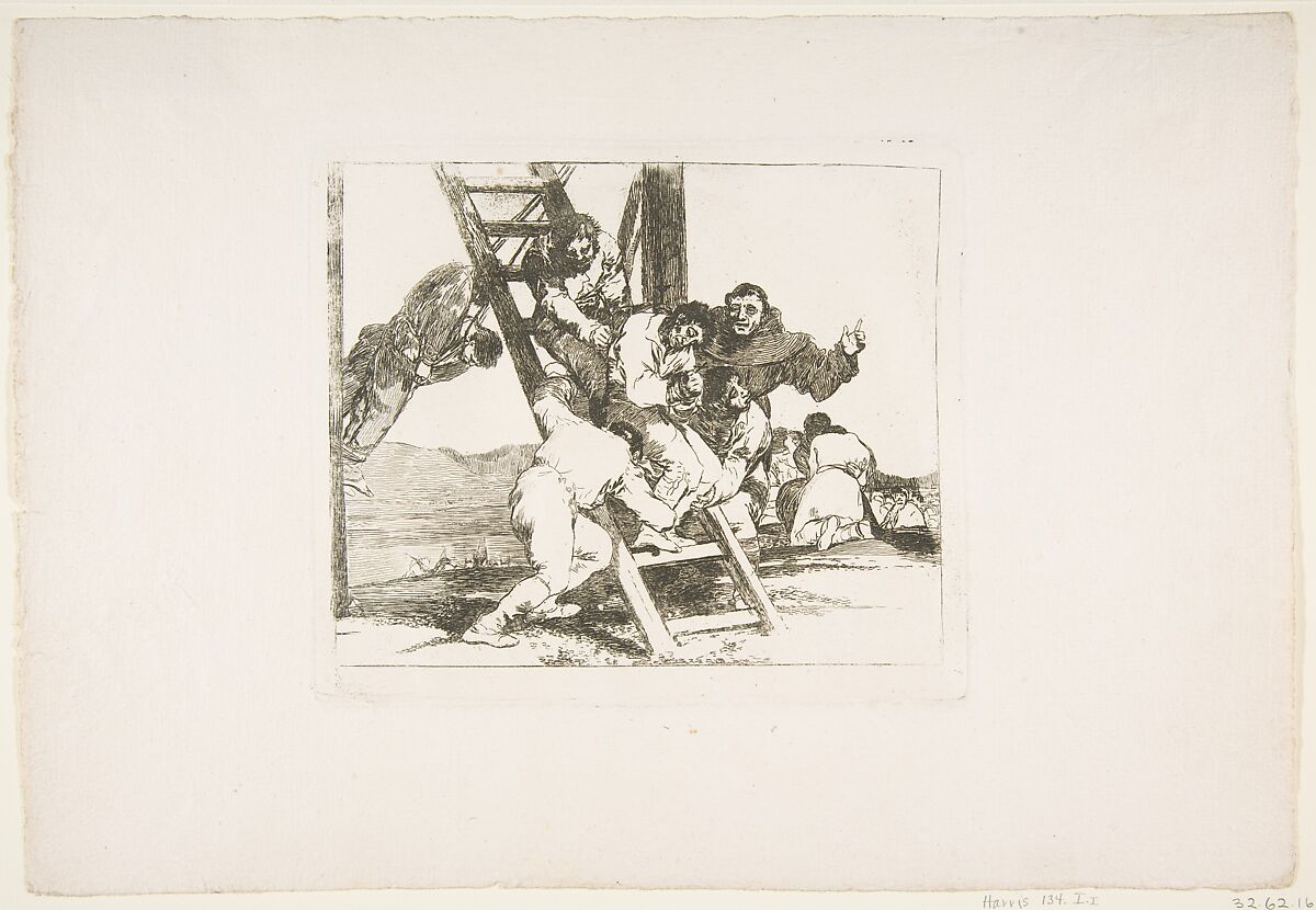 Plate 14 from "The Disasters of War" (Los Desastres de la Guerra): 'It's a Hard Step!' (Duro es el paso!), Goya (Francisco de Goya y Lucientes) (Spanish, Fuendetodos 1746–1828 Bordeaux), Etching, drypoint, burin (working proof) 