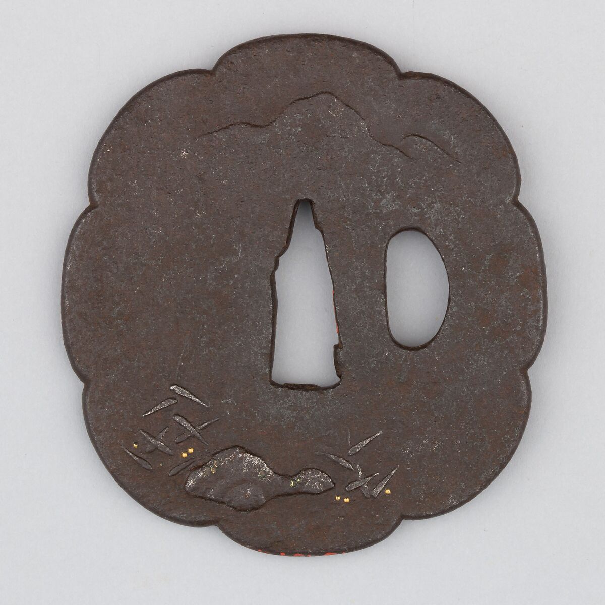 Sword Guard (Tsuba), Iron, gold, silver, Japanese