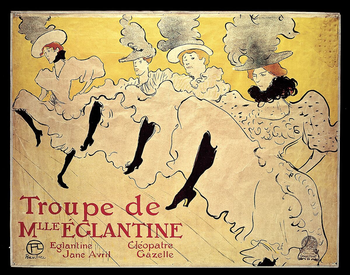 La Troupe de Mademoiselle Eglantine, Henri de Toulouse-Lautrec (French, Albi 1864–1901 Saint-André-du-Bois), Lithograph printed in three colors on machine wove paper 