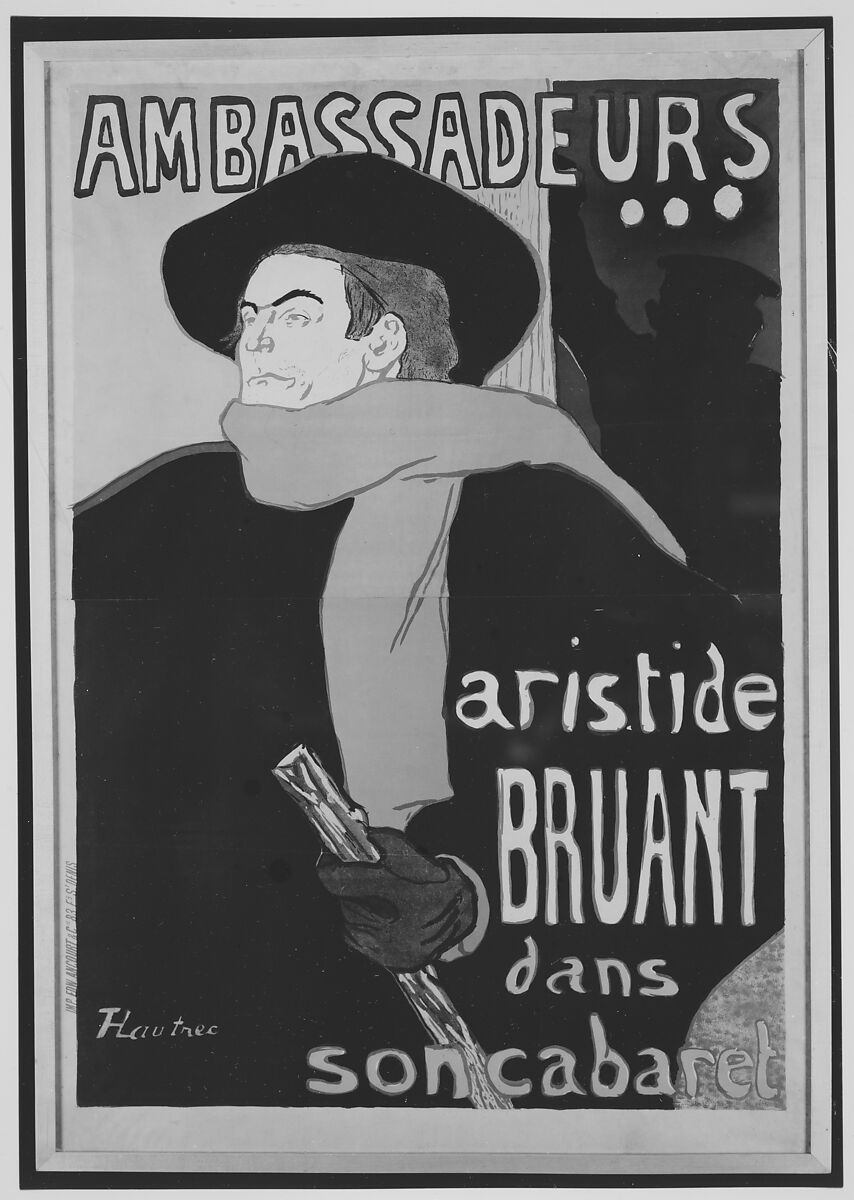 Ambassadeurs:  Aristide Bruant, Henri de Toulouse-Lautrec (French, Albi 1864–1901 Saint-André-du-Bois), Lithograph printed in five colors, wove paper 