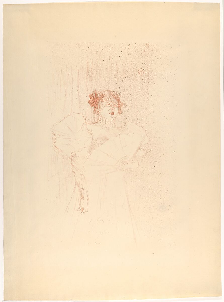 Luce Myrès (Front View), Henri de Toulouse-Lautrec (French, Albi 1864–1901 Saint-André-du-Bois), Crayon and spatter lithograph printed in sanguine on wove paper; only state 